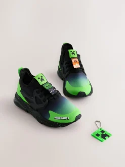 Next Black Wide Fit (G) Minecraft Elastic Lace Trainers^BOY Sneakers