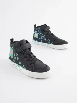 Next Black Wide Fit (G) Pokemon Elastic Lace High Top Trainers