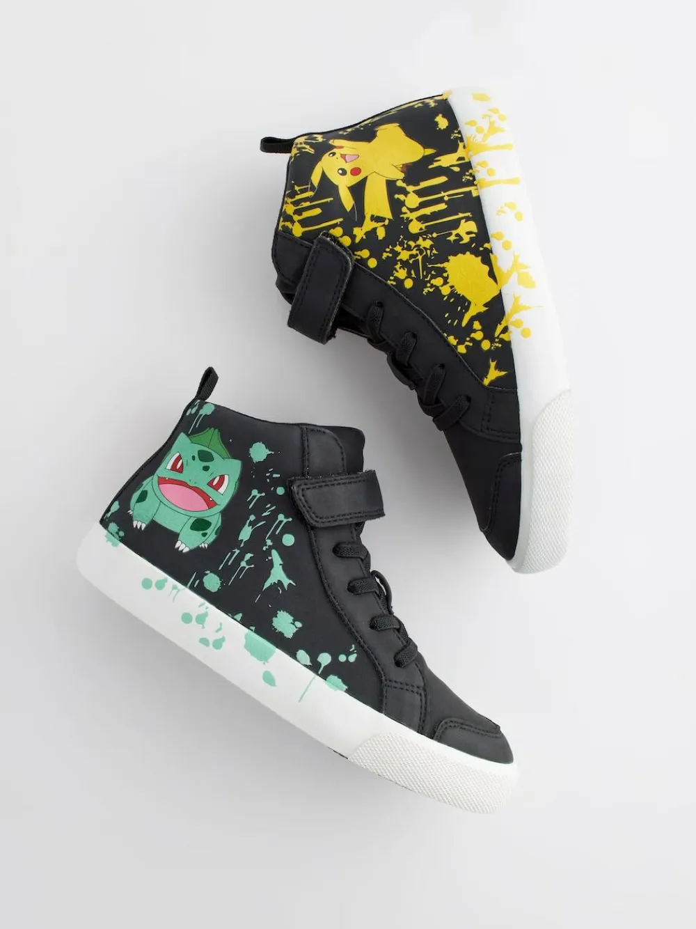 Next Black Wide Fit (G) Pokemon Elastic Lace High Top Trainers