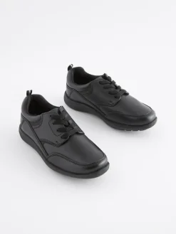 Discount Next Black Wide Fit (G) School Leather Lace-Up Shoes