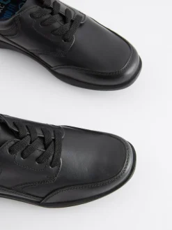 Discount Next Black Wide Fit (G) School Leather Lace-Up Shoes