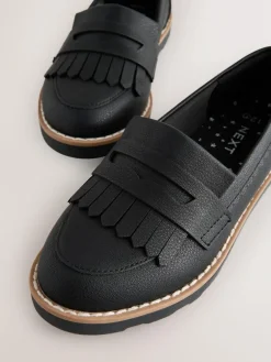 New Next Black Wide Fit (G) School Loafers
