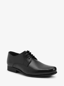 Online Next Black Wide Fit (G) School Leather Lace Up Shoes