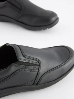 Next Black Wide Fit (G) School Leather Loafers^BOY School Shoes|Boys Shoes