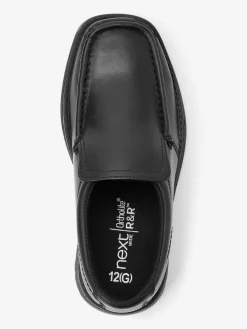 Next Black Wide Fit (G) School Leather Loafer Shoes^BOY Shoes|School Shoes