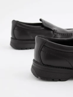 Next Black Wide Fit (G) School Leather Loafer Shoes^BOY Shoes|School Shoes