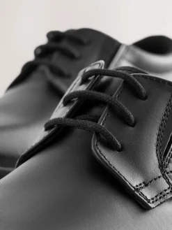 Next Black Wide Fit (G) School Leather Lace-Up Shoes^BOY School Shoes|Boys Shoes