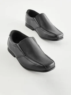 Next Black Wide Fit (G) Slip On Leather Loafer School Shoes^BOY School Shoes|Boys Shoes