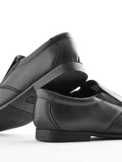 Next Black Wide Fit (G) Slip On Leather Loafer School Shoes^BOY School Shoes|Boys Shoes