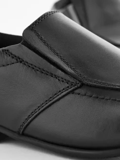 Next Black Wide Fit (G) Slip On Leather Loafer School Shoes^BOY School Shoes|Boys Shoes