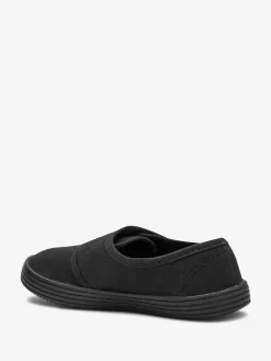 Next Black Wide Fit (G) Touch Fastening Plimsoll School Shoes