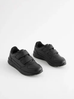 Hot Next Black Wide Fit (G) Touch Fastening Leather School Shoes