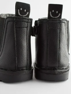 Best Next Wide Fit (G) Warm Lined Leather Chelsea Boots Black