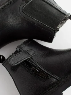 Best Next Wide Fit (G) Warm Lined Leather Chelsea Boots Black