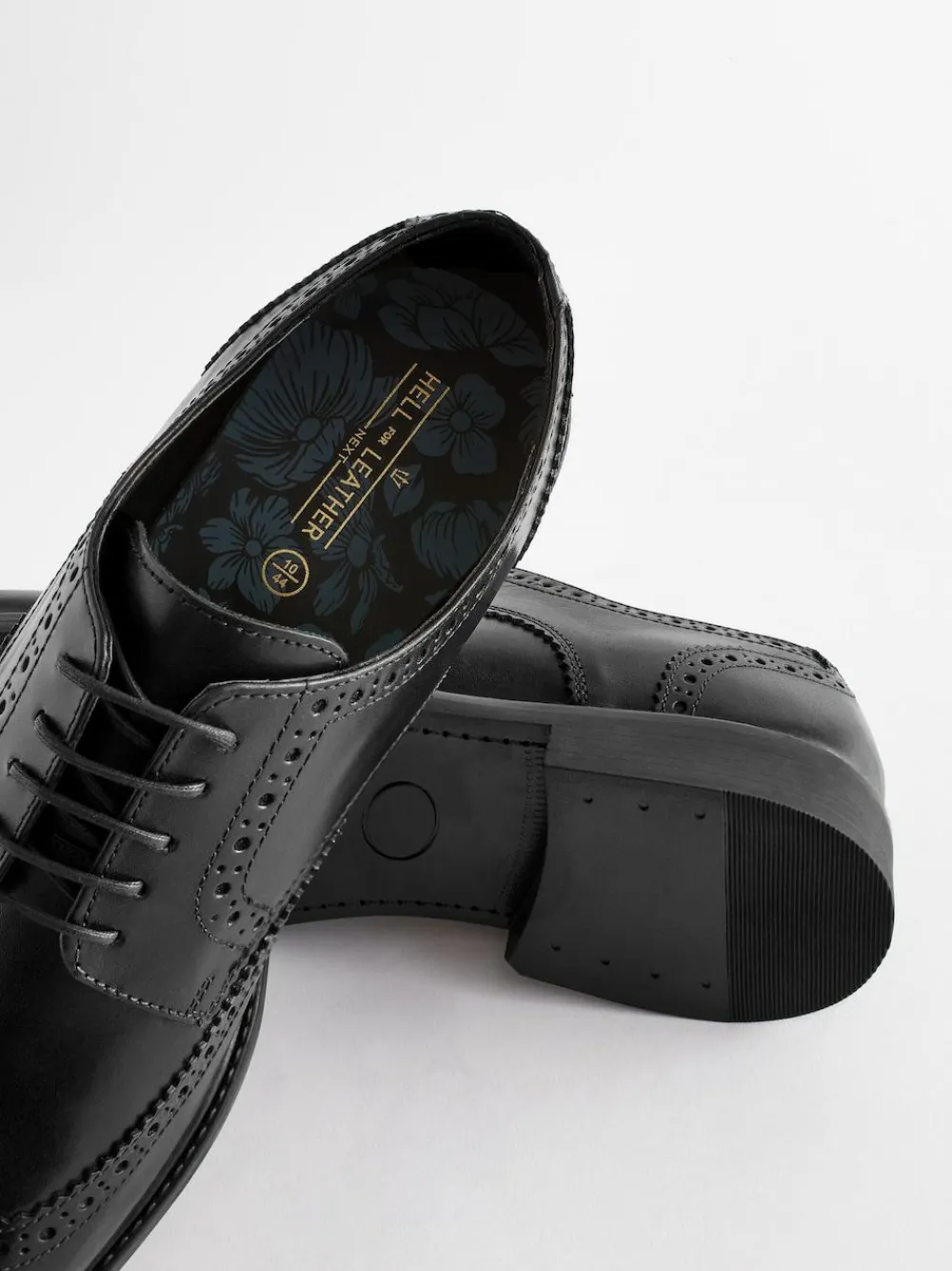 New Next Wide Fit Leather Derby Brogues Black