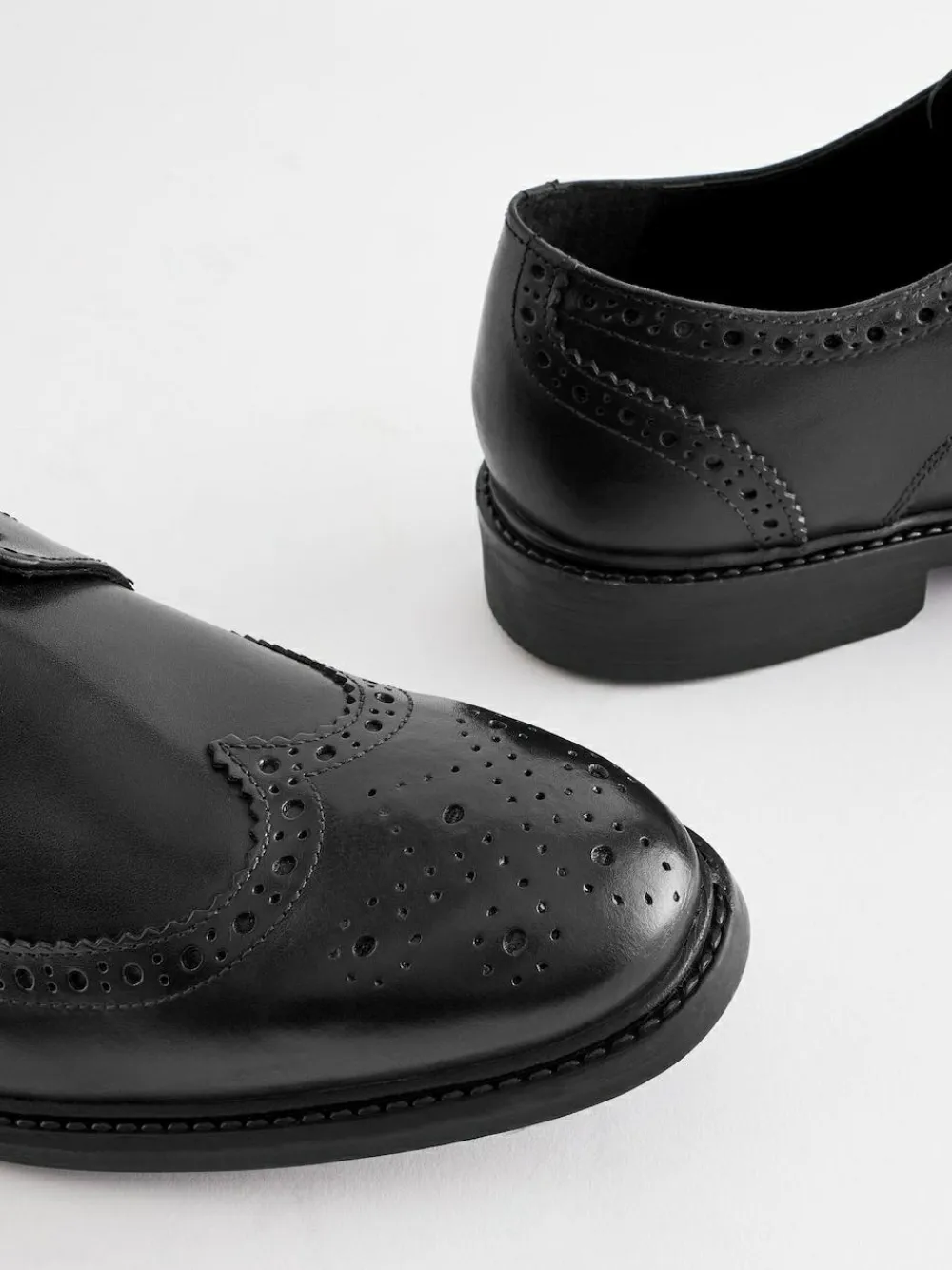 New Next Wide Fit Leather Derby Brogues Black