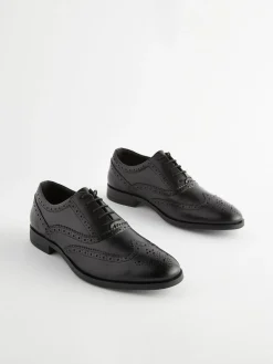 Discount Next Wide Fit Leather Oxford Brogue Shoes Black