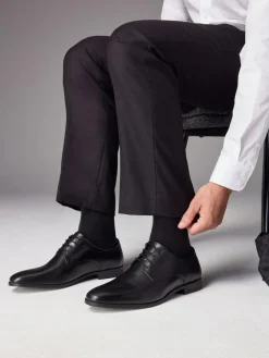 New Next Wide Fit Leather Plain Derby Shoes Black