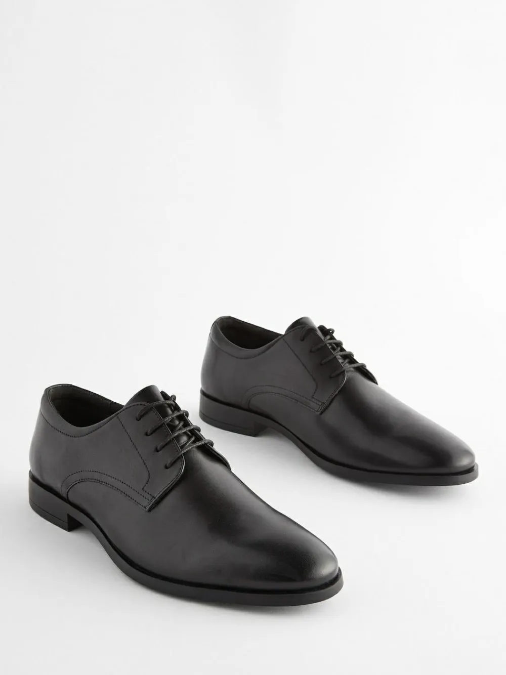 New Next Wide Fit Leather Plain Derby Shoes Black