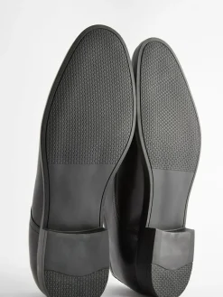 New Next Wide Fit Leather Plain Derby Shoes Black