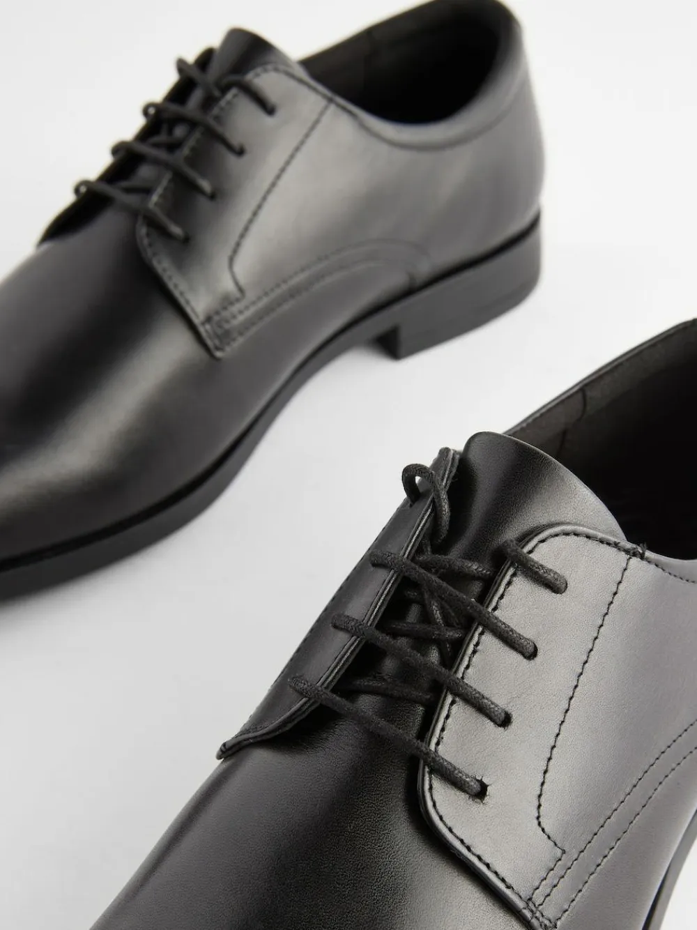 New Next Wide Fit Leather Plain Derby Shoes Black