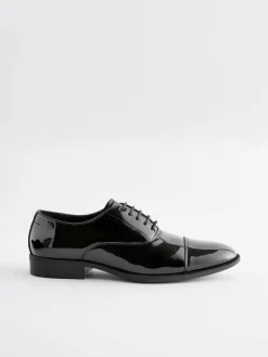 Next Black Wide Fit Patent Oxford Toe Cap Shoes^ Shoes