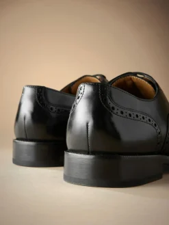 Next Wide Fit Signature Italian Leather Wingcap Brogue Shoes^ Shoes