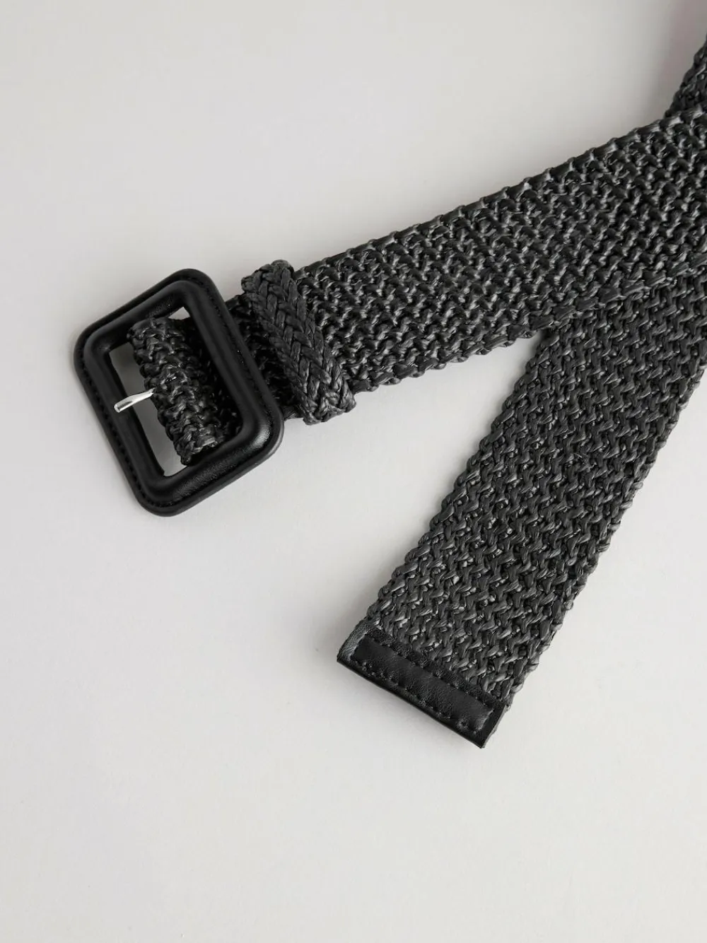 Next Black Wide Raffia Effect Belt^Women Belts