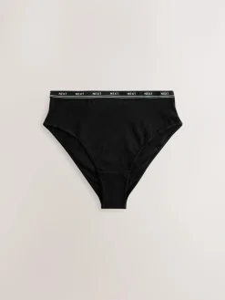 Hot Next Black with Black Logo High Rise High Leg Cotton Logo Knickers 4 Pack