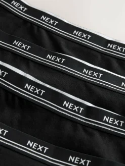 Hot Next Black with Black Logo High Rise High Leg Cotton Logo Knickers 4 Pack