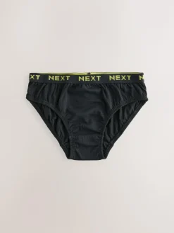 Sale Next 100% Cotton Briefs 5 Pack (1.5-16yrs) Black with Bright Jacquard Waistband