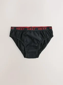 Sale Next 100% Cotton Briefs 5 Pack (1.5-16yrs) Black with Bright Jacquard Waistband