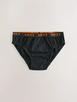 Sale Next 100% Cotton Briefs 5 Pack (1.5-16yrs) Black with Bright Jacquard Waistband