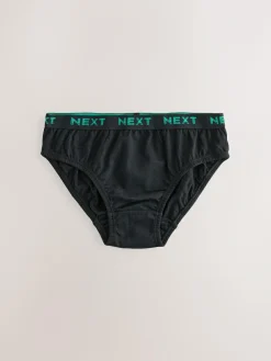 Sale Next 100% Cotton Briefs 5 Pack (1.5-16yrs) Black with Bright Jacquard Waistband