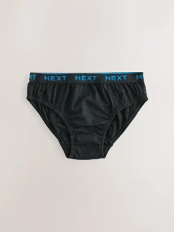 Sale Next 100% Cotton Briefs 5 Pack (1.5-16yrs) Black with Bright Jacquard Waistband