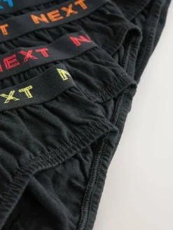 Sale Next 100% Cotton Briefs 5 Pack (1.5-16yrs) Black with Bright Jacquard Waistband