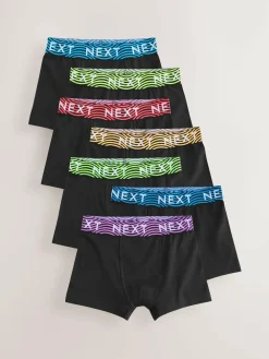 Sale Next Black With Bright Waistband Trunks 7 Pack (2-16yrs)