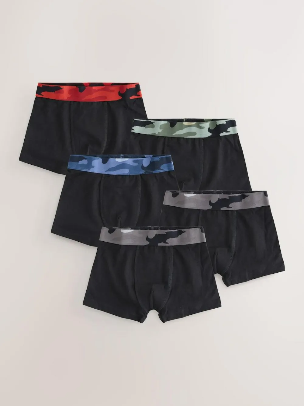 Hot Next Boxers 5 Pack (2-16yrs) Black with Camo Waistband