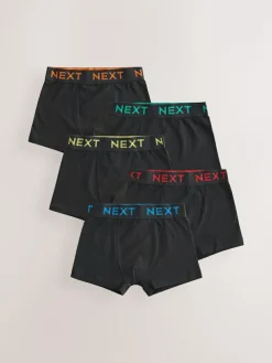 Online Next Black with colour waistband Trunks 5 Pack (1.5-16yrs)