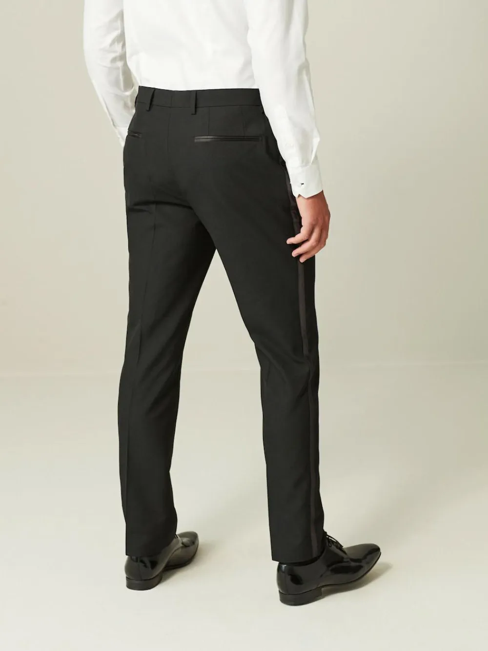 Next Black with Tape Detail Tailored Fit Tuxedo Suit Trousers^ Pants & Chinos