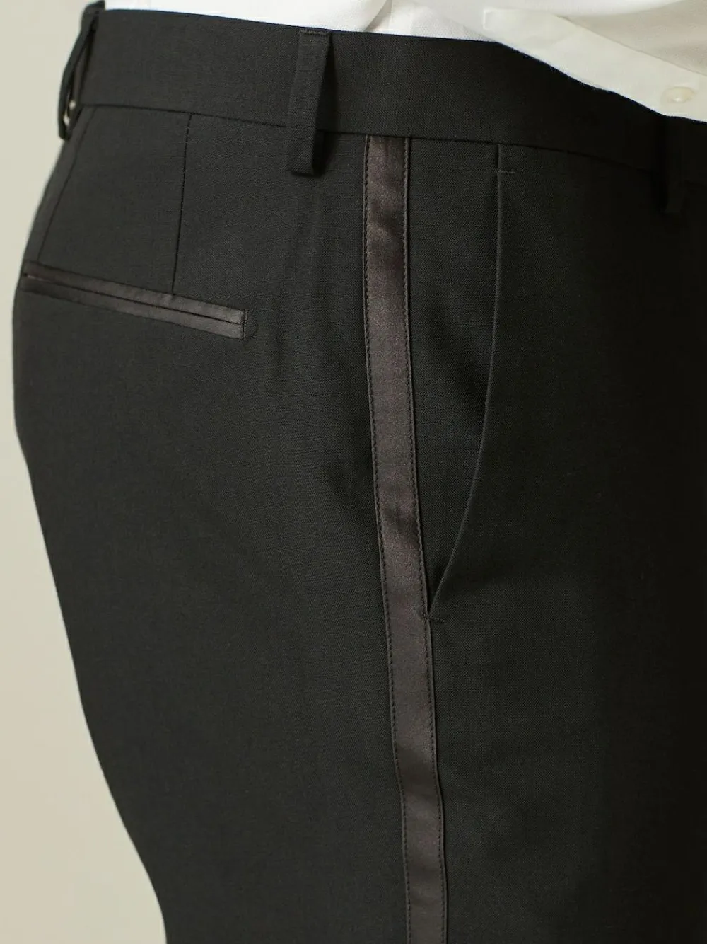 Next Black with Tape Detail Tailored Fit Tuxedo Suit Trousers^ Pants & Chinos
