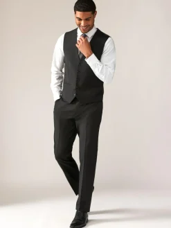 Next Black Wool Blend Motion Flex Suit Waistcoat