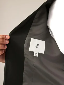 Next Black Wool Blend Motion Flex Suit Waistcoat