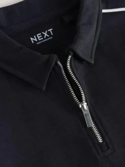 New Next Black Zip Neck Polo Shirt and Shorts Set (3-16yrs)