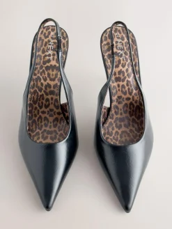 Hot Next Forever Comfort® Point Toe Slingback Heels Black/Animal