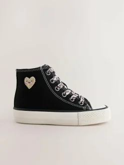 New Next Black/Animal Standard Fit (F) High Top Trainers