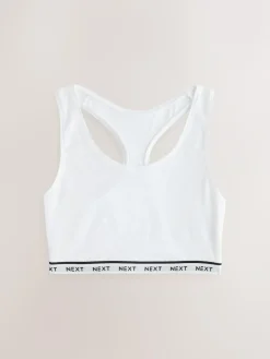 Next Black/Black/Grey/White Ultimate Comfort Cotton Logo Crop Bras 4 Pack^Women Bras