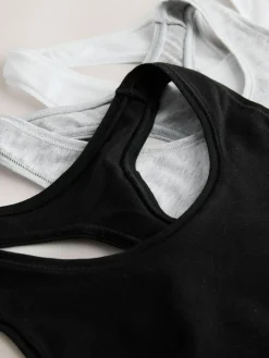 Next Black/Black/Grey/White Ultimate Comfort Cotton Logo Crop Bras 4 Pack^Women Bras