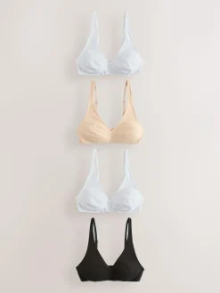 Sale Next Black/Black/White/Praline Nude Non Pad Non Wire Cotton Bras 4 Pack