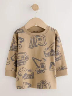 Next Black/Brown Digger Long Sleeve Graphic Print T-Shirts 3 Pack (3mths-7yrs)^BOY Baby Boys|Baby Boys